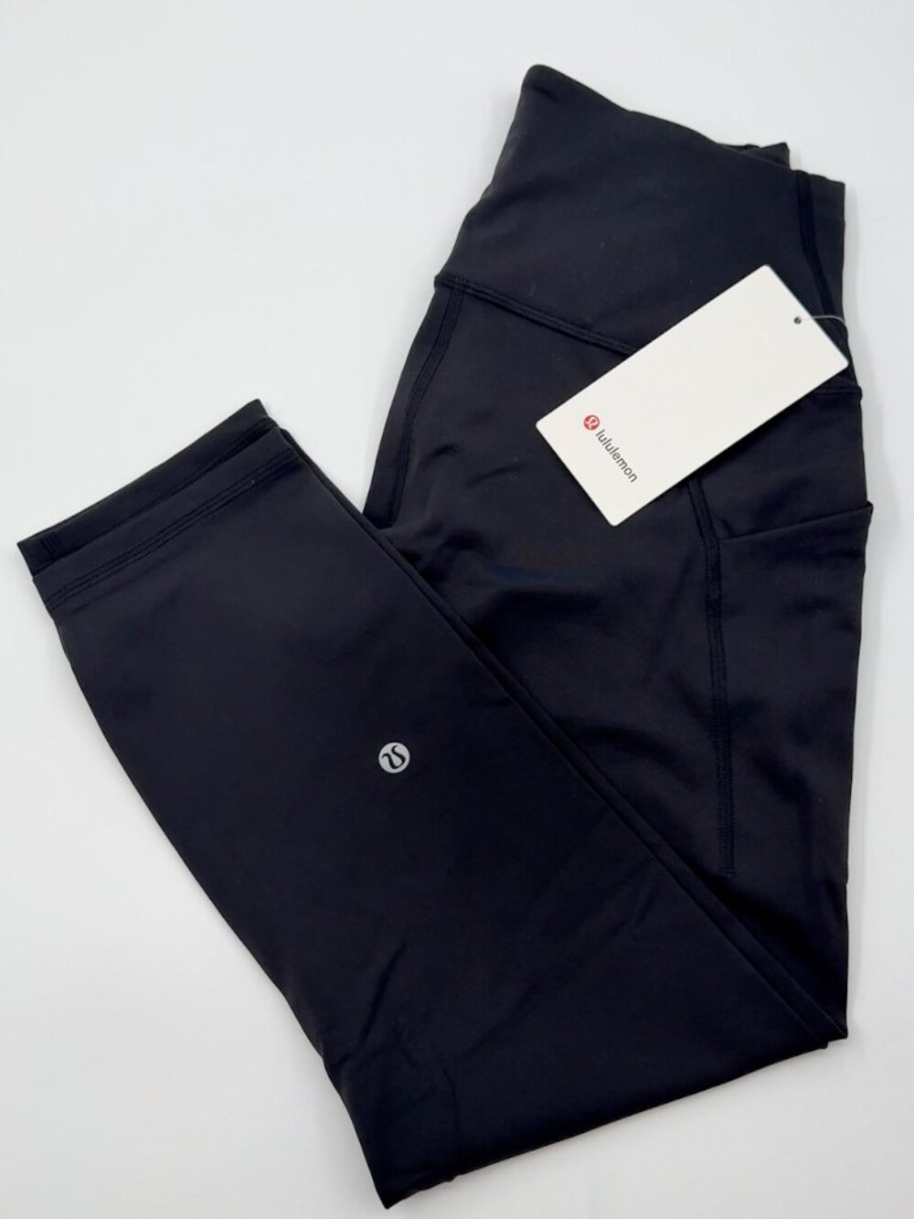 NWT Lululemon Womens 10 Wunder Train HR Crop 23 Black Leggings Pockets Gym